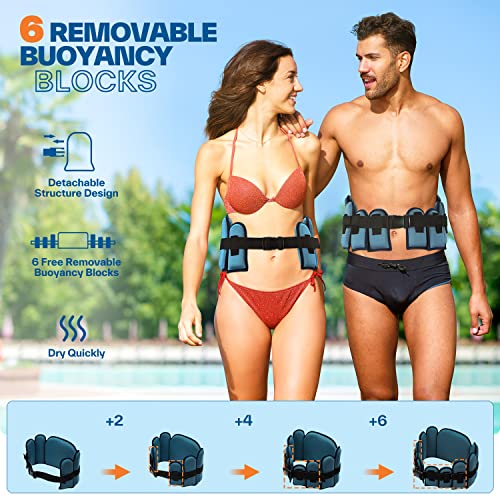 Swim Belt Water Aerobics Equipment: Sportneer Swimming Pool Exercise Aqua Float Belts With Adjustable Buoyancy Blocks Jogger Floatation Belt For Adults Youth Aquatic Fitness Training Equipments #TOP1