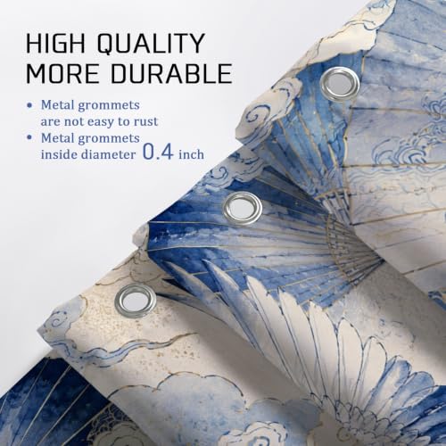 Rideau de douche extra long bleu printanier déco asiatique - 8