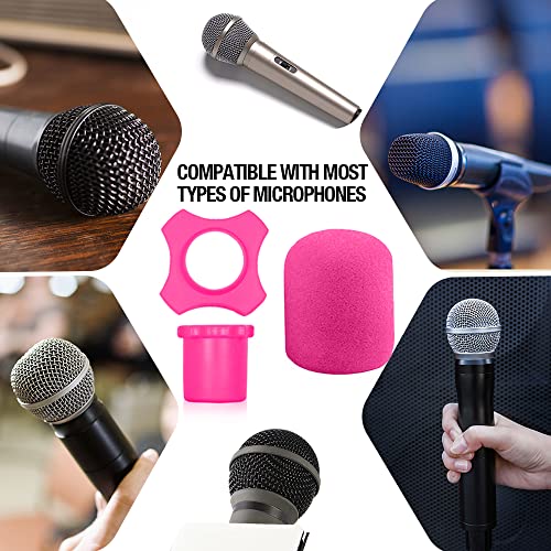 Barafat 8 Set Shakeproof Anti-Rolling Handheld Microphone Silicone Ring, Colorful Microphone Foam Windscreen Covers for KTV, Interview, Recording Studio, Performance, Speech