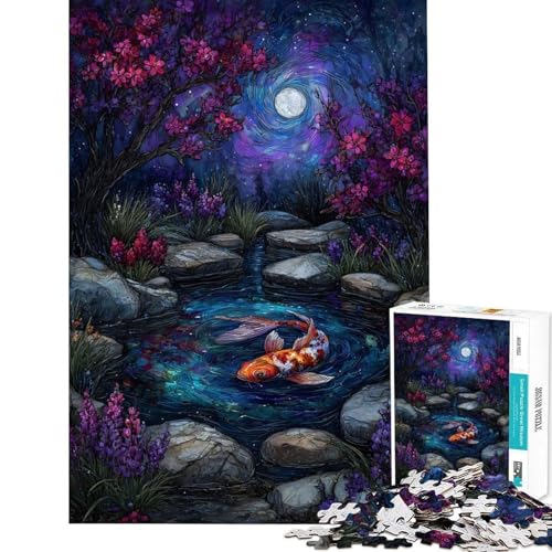 Rompecabezas de 1000 Piezas para Adolescentes Estanque de Carpas koi bajo la luz de la Luna Rompecabezas para Adultos Juguetes de Bricolaje Carrera de Velocidad Manual Oferta
