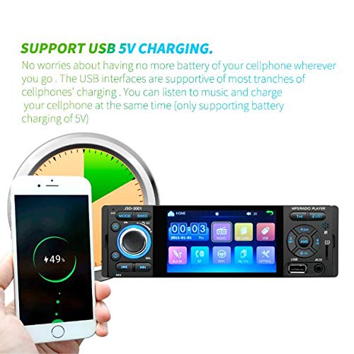 1DIN Bluetooth samochodowe stereo, Riloer 10.2 cm ekran dotykowy HD, multimedialny odtwarzacz MP5, sterowanie kierownicą, radio FM, funkcja karty TF, bez użycia rąk, z pilotem zdalnego sterowania