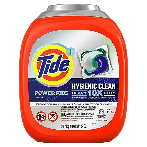 Tide Pods 76 pacs Heavy Duty 10 X Power Pods Hygienic Clean High efficiency (he) Laundry Detergent 3.48kg/7.62 lb/122 oz