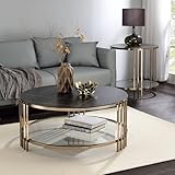 35' Black and Gold Glass Coffee Table with...