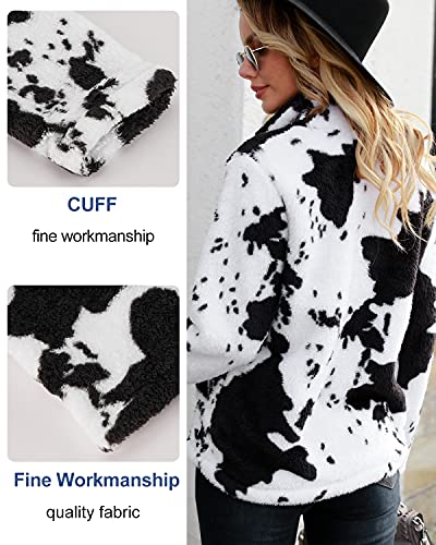 LIVACASA Women Fluffy Pullover Baggy for Winter Ladies Fleece Long Sleeves Soft Tops Teddy Fleece Warm with Pocket Jumper Sweatshirt Black and White S steampunk buy now online