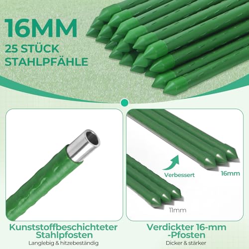 Ohuhu Begrenzungszaun Mobiler Zaun 30m lang 1m hoch mit 25 Pfähle Komplett-Set, Universal Begrenzungszaun, Hundezaun, Weidezaun, Zaun Garten & Hühnerzaun Gartennetz ideal für Garten, Haus, Hof