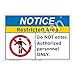 Notice Restricted Area Sign (F1114-)|Aluminum 18" X 12" with Corner Mounting Holes|ANSI Signs|Sign for Manufacturing, Medical, Construction, Laboratory