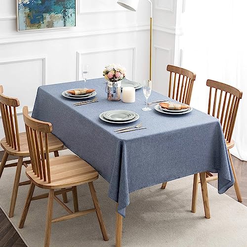 Jucfhy Rectangle Table Cloth,Linen Farmhouse Tablecloth Heavy Duty Fabric,Stain Proof,Water Resistant Washable Table Cloths,Decorative Oblong Table Cover For Kitchen,Holiday(60X120 Inch,Navy Blue) #TOP4
