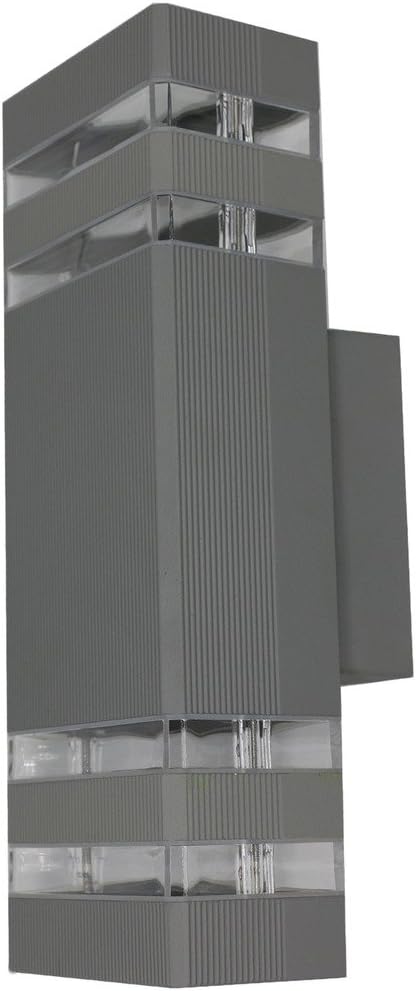 14W(2x7W) Warm White LED Outdoor Up/Down Light Bulb-Replaceable Lamp Gray Finish