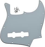 Vista 7 de KAISH 4 String J Bass Style Pickguard Bass Pick Guard Scratch Plate para USA/México Jazz J Bass Negro/Blanco Grid