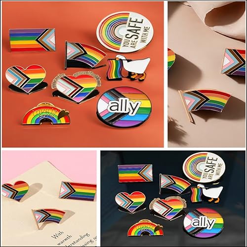 Image of Embrace love and Pride With Our Gay Rainbow Flag Enamel Brooch. A Fashion Bloom Declaration, this Set of 8 Pieces Adds Radiance to Backpacks, Clothing, and Accessories. Perfect as Gifts for Gay Parade Presents,Let the Six Colors of Love and Equality Shine.