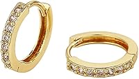 Mini Copper CZ Hoop Earrings for Women - Tiny Cubic Zirconia Inlaid Small Hoops, Ideal Bestie Gift