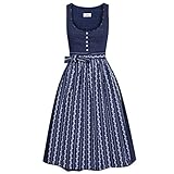 Almsach Damen Trachten-Mode Midi Dirndl Nina in Dunkelblau traditionell, Größe:50, Farbe:Dunkelblau