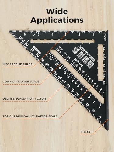 image for Mecurate 7 Inch Heavy-Duty Aluminum Alloy Triangle Rafter Square, Dura