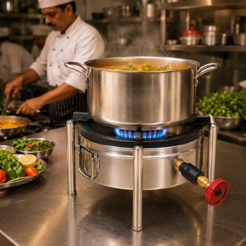 Image of 12x12 Inch Catering Burner Heavy Duty Commercial LPG Gas Stove Stainless Steel Cooktop for Hotel Restaurant Catering Kitchen