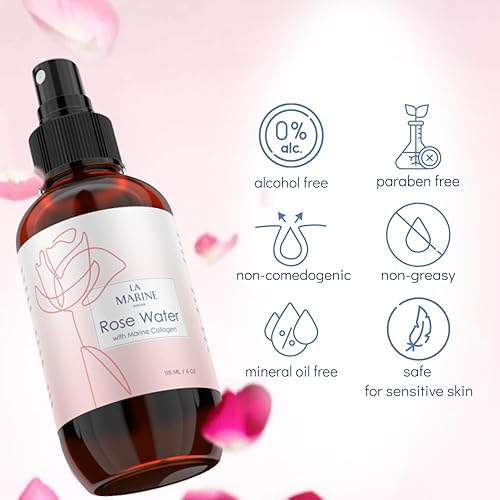 Miniatura 3 de LaMarine Skincare Agua de rosas - Hidratante, refrescante y calmante - con colágeno marino natural para antienvejecimiento, tóner de la piel y