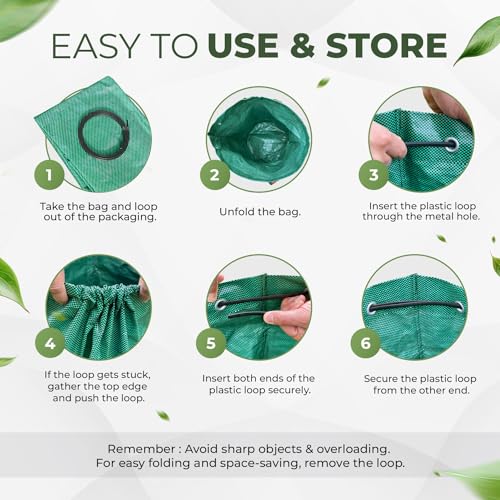 DIKOTS Garden waste bags heavy duty - 272 Litre Pack of 2 reusable garden bags heavy duty with handles - Industrial standard garden sacks ideal for collecting plant waste grass & leaves 6 DIKOTS Garden waste bags heavy duty - 272 Litre Pack of 2 reusable garden bags heavy duty with handles - Industrial standard garden sacks ideal for collecting plant waste grass & leaves - Image 6