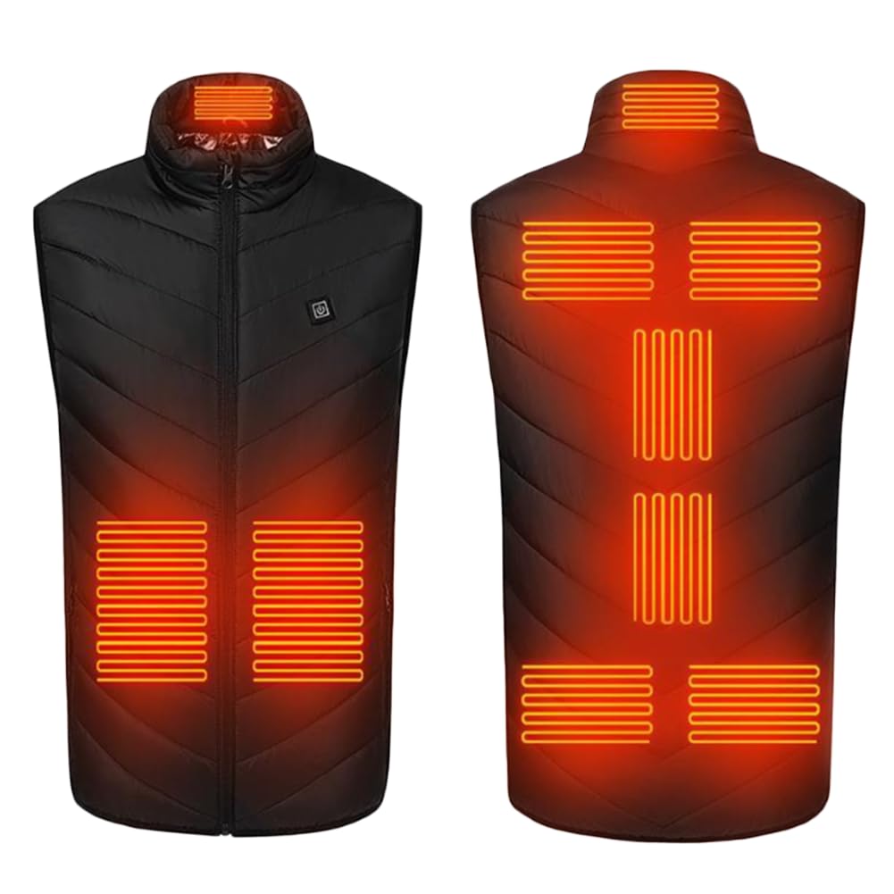 Jpxjgt Men's Black Electric Warming Vest 9 Heat Zones Adjustable Heated Jacket S-8Xl(Color:,Size:6xl)