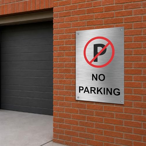 Image of No Parking Sign Board Sign for Office,Mall, Restaurant, Hospital, Apartment, and Business Use Durable & Weather-Resistant (Stainless Steel)