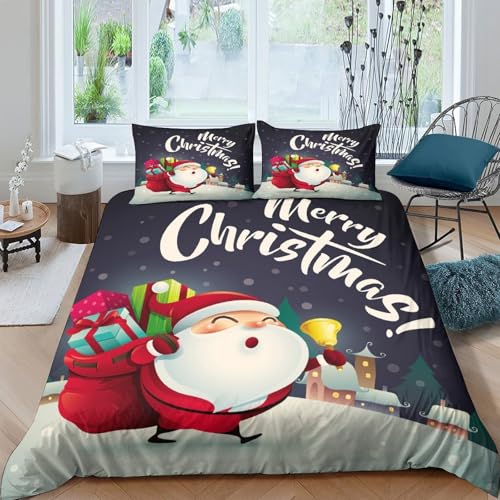 Housse de couette Père Noël ultra douce microfibre lit double