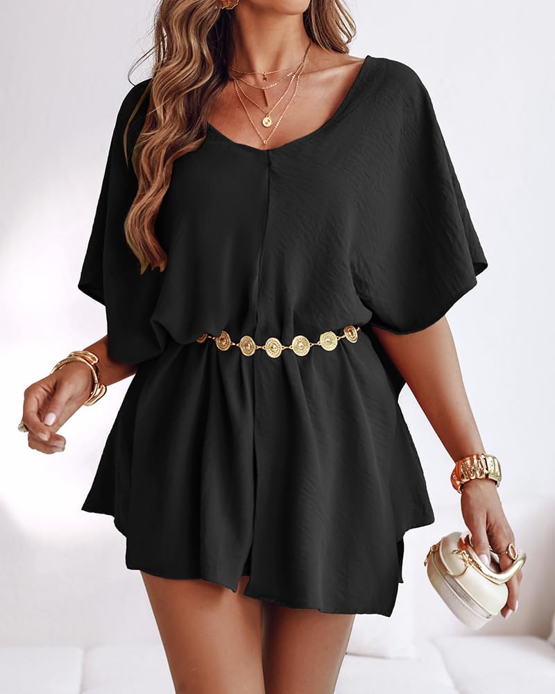 CHICME Women's 3 Piece Summer Outfits Off Shoulder Batwing Sleeve Tops with Bandeau and Skorts Sets Casual Vacation Outfit - Image 5