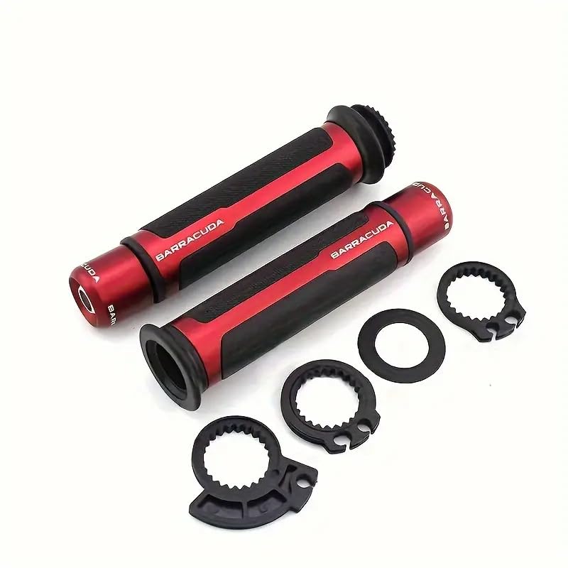 Vagary Barracuda Motorcycle Handle Grip Red and Black with Installation Clamps-image-8