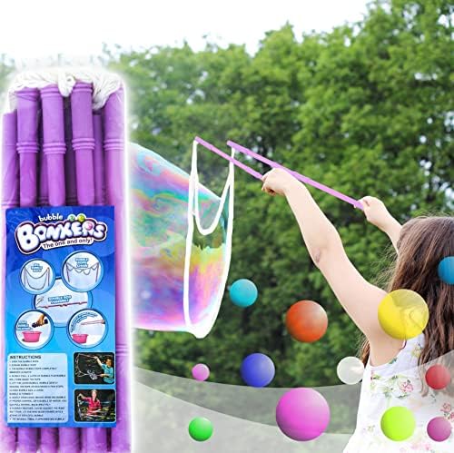 Giant Bubble Wands for Kids Set — Multiple Big Bubbles Toy, Huge Bubble Maker for Fun, Birthday, Outdoor Activities, Party Favors — Gift Set of 2 Large Bubble Wands Purple Bubble Solution NOT Included