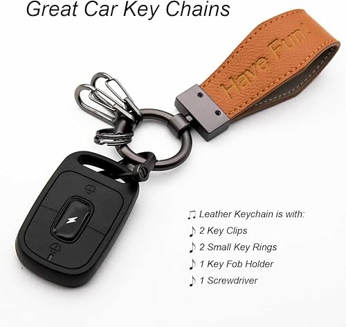 Miniatura 9 de Liangery Llavero de cuero para hombre y mujer con 5 llaveros - Drive Safely Have Fun Llavero titular para llaves