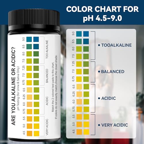 Image of Saliva and Urine pH Test Strips,100 Paper pH Strips 4.5-9.0 | for Tracking Alkaline & Acid Levels in Body, Fast, Accurate pH Testing