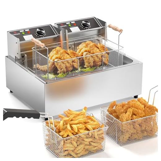 TANGME Commercial Deep Fryer, Triple Basket Electric Countertop Fryer Upgraded 23.25Qt Single Oil Fryer to Fry a Whole Fish with Temperature Limiter, UL Certified