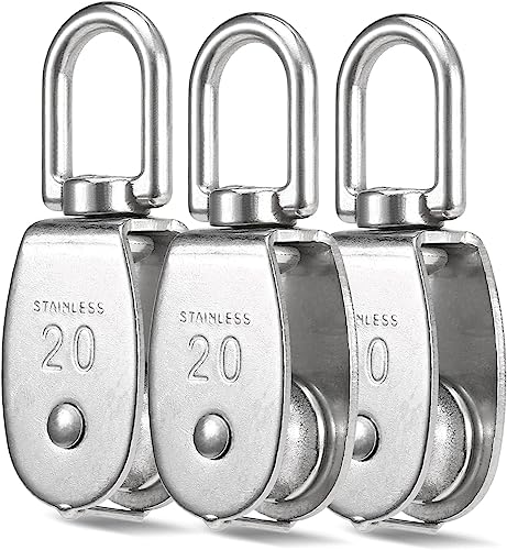 u溝車、ローラープーリー、 3個のステンレス鋼プーリーヘビーデューティシングルホイールリフティングローププーリーブロック (色 : M20) (色 : M25) (Color : M20)