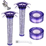 Dwitkul 5 Piezas Kit de Filtro de Repuesto para Aspiradora V8, Filtros para Dyson V8, Animal Absolute Motorhead, Incluye 2 Filtros Traseros + 2 Filtros Delanteros + 1 Cepillo