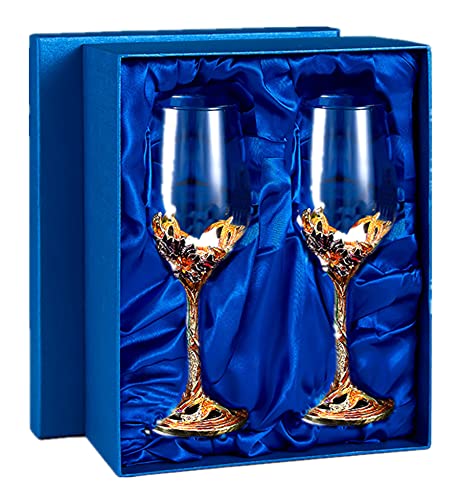 Comeon Wine Glasses Crystal Red Wine Glasses Elegant Champagne Glasses Enamels Floral Decorative...