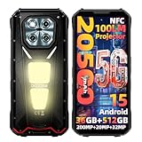DOOGEE V MAX PLAY 5G Rugged Smartphone Android 15, 20500mAh/45W Cellulare 36GB+512GB/2TB, 200MP+20MP Visione Notturna, 6.78" FHD+ 120Hz Display, Proiettore 100LM/Doppia Luce da Campeggio 1200LM/NFC
