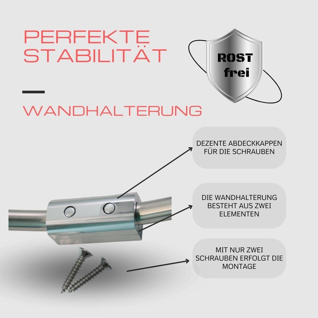 Alu Ringstange Chrom Glänzend RUND Ø 80 cm Duschvorhangstange Winkelstange für Duschvorhang Runddusche Badewanne