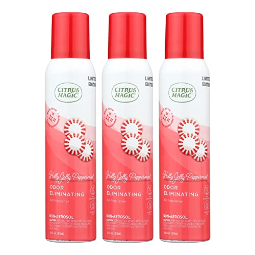 Citrus Magic Holiday Odor Eliminating Air Freshener Spray, Holly Jolly Peppermint, 3-Ounce, Pack of 3