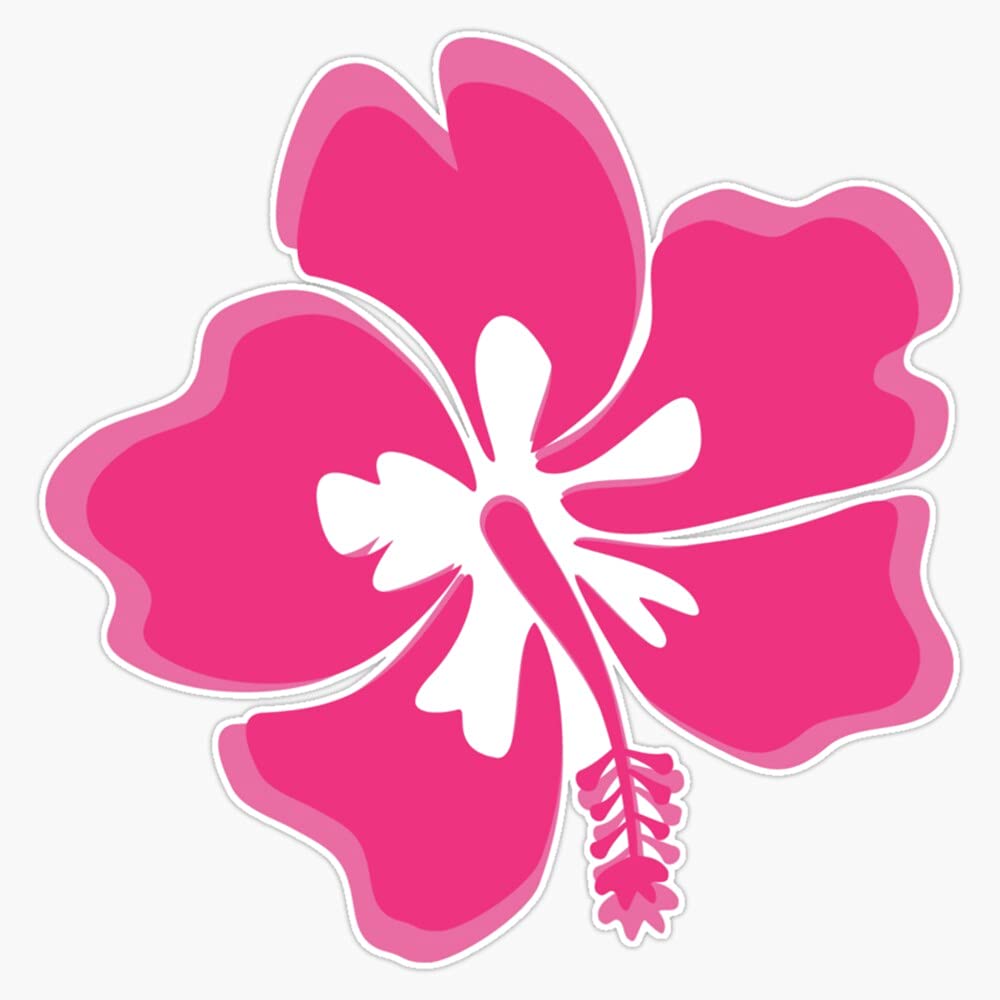 Double Pink Hibiscus Vinyl Sticker Waterproof Bumper Sticker Laptop Window Decal 5"