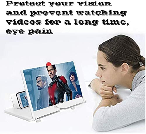 Image of Drumstone (๐๐ ๐๐๐๐ซ๐ฌ ๐๐๐ซ๐ซ๐๐ง๐ญ๐ฒ) 3D HD Mobile Screen Magnifier 12 Inch - Foldable Video Amplifier & Smartphone Stand Bracket for Comfortable Viewing Experience (White)