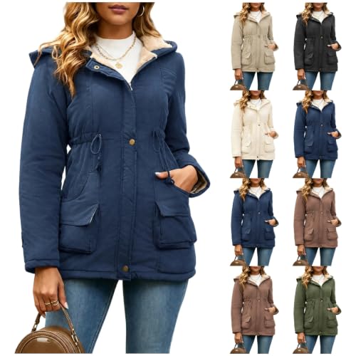 Women Parka Jackets with Hood Warm Fleece Lined Coat Fashion Cozy Outerwear - image 1
