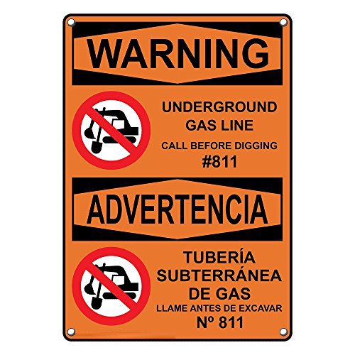 Weatherproof Plastic Vertical OSHA Warning Underground Gas Line Call ...