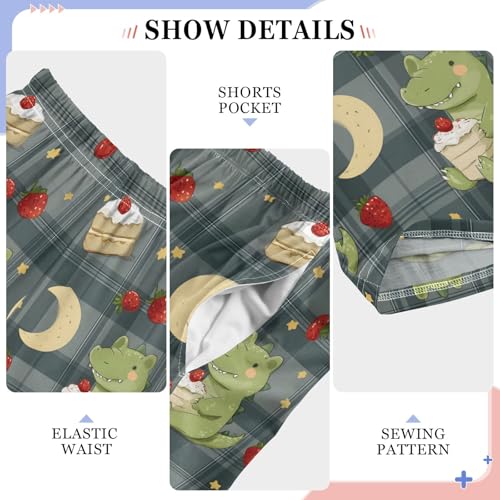 Pajama Pants Lounge Sleep PJ Bottoms Sleepwear Elastic Waist Drawstring S Alligator Cake4