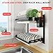 Hanging Dish Drying Rack, Wall Mounted Dish Rack Kitchen, 2 Tier Plate Organizer Wall Mount, Stainless Steel Dish Drainer Storage Shelf with Drainboard, Cutlery Holder, Black, Ajustable Height (16