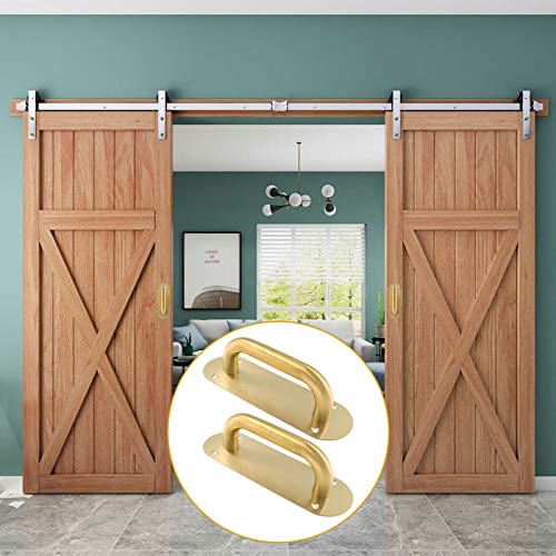 Biaungdo 2 Pack Door Handle Pull Plate, Stainless Steel Door Handle Pull Heavy Duty Barn Door Pull Handles For Sliding Barn Door Kitchen Cabinet, Gold (7.8" X 2.5") #TOP5