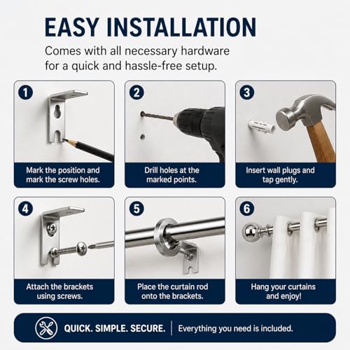 Image of Stainless Steel Curtain Rod | Silver & Chrome Finish | Anti-Rust | Sturdy & Durable | Multipurpose | SS Pipes for Door, Window, Shower, Home and Office (1 pipe, 5.5ft)