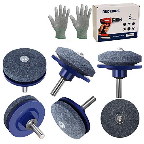 SZCY LLC Upgrade 6 Packs Lawn Mower Blade Sharpener Lawn Mower Sharpener for Any Power Drill Hand Drill