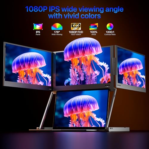 Millennium TECHNOLOGY 15.6" Quad Screen Portable Foldable Triple Monitor | Quad Monitor Compatible with Windows & MAC OS (M1,M2,M3 & M4) | Laptop Screen Extender (15.6, Inches) - Image 6
