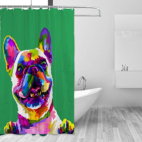 Rideau de douche bouledogue de qualité supérieure en polyester vert texturé - 5