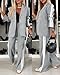 CHICME Womens Two Piece Outfits Striped Side Button Blazer and Pants with Pockets Sets Business Casual Pant Suits Set-lga-M Light Gray