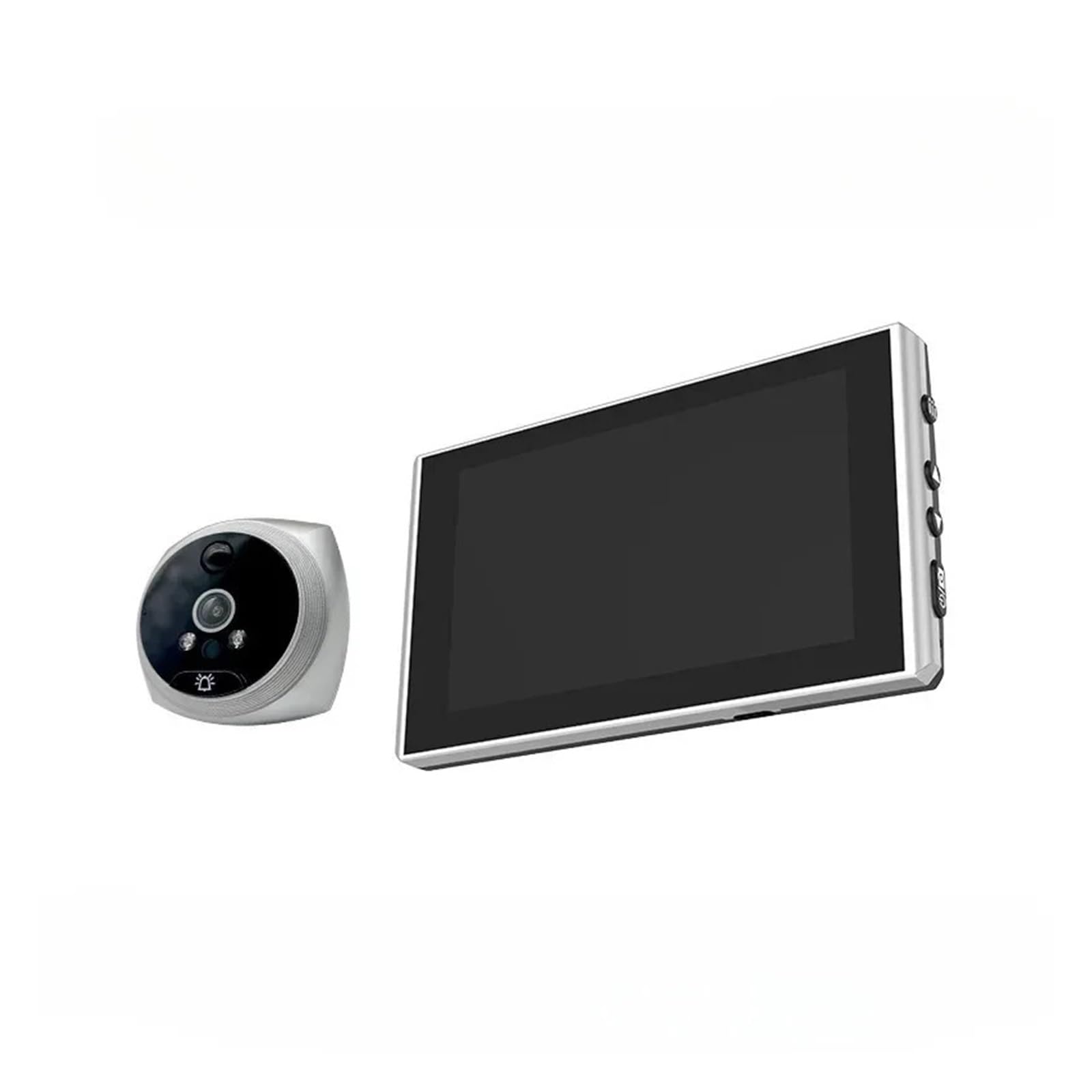 Portero automático. Timbre Digital con Pantalla LCD de 4,5 Pulgadas, 2 MP, 145°, visión Nocturna, PIR, Mirilla electrónica, cámara, Visor, Color Plateado Videoportero