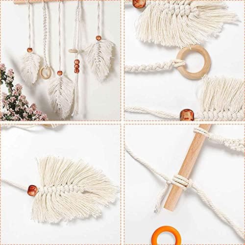 Hakkin DIY Macrame Cord Kit 3mm x 100m, 140Pcs Natural Macrame Supplies Kit Including Cotton Rope, Wooden Sticks Beads and Rings, Suitable for Wall Hanging, Plant Hanger Kits, Dream Catcher