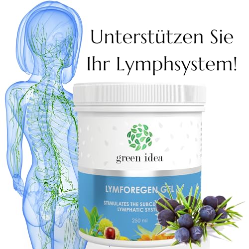 Green idea - Lymforegen Gel - Lymphdrainage und Entwässerung Gel - Stimuliert das Lymphsystem mit 15 Kräutern und ätherischen Ölen - Drainagesalbe - aktive Kräuterformel